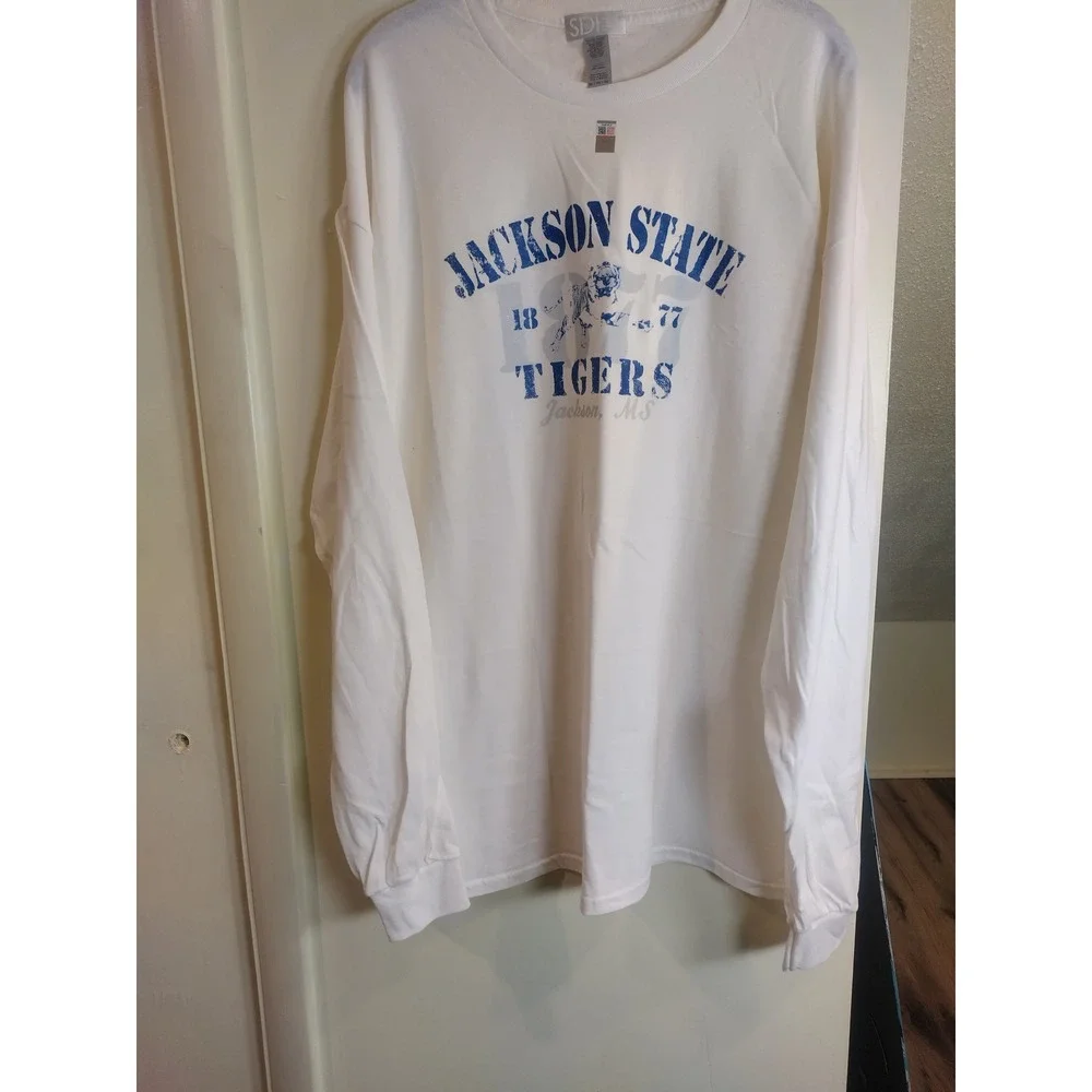 Jackson State Tigers Long Sleeve Shirt White Cotton JSU 1877 Graphic Tee 2XL - Picture 6 of 7